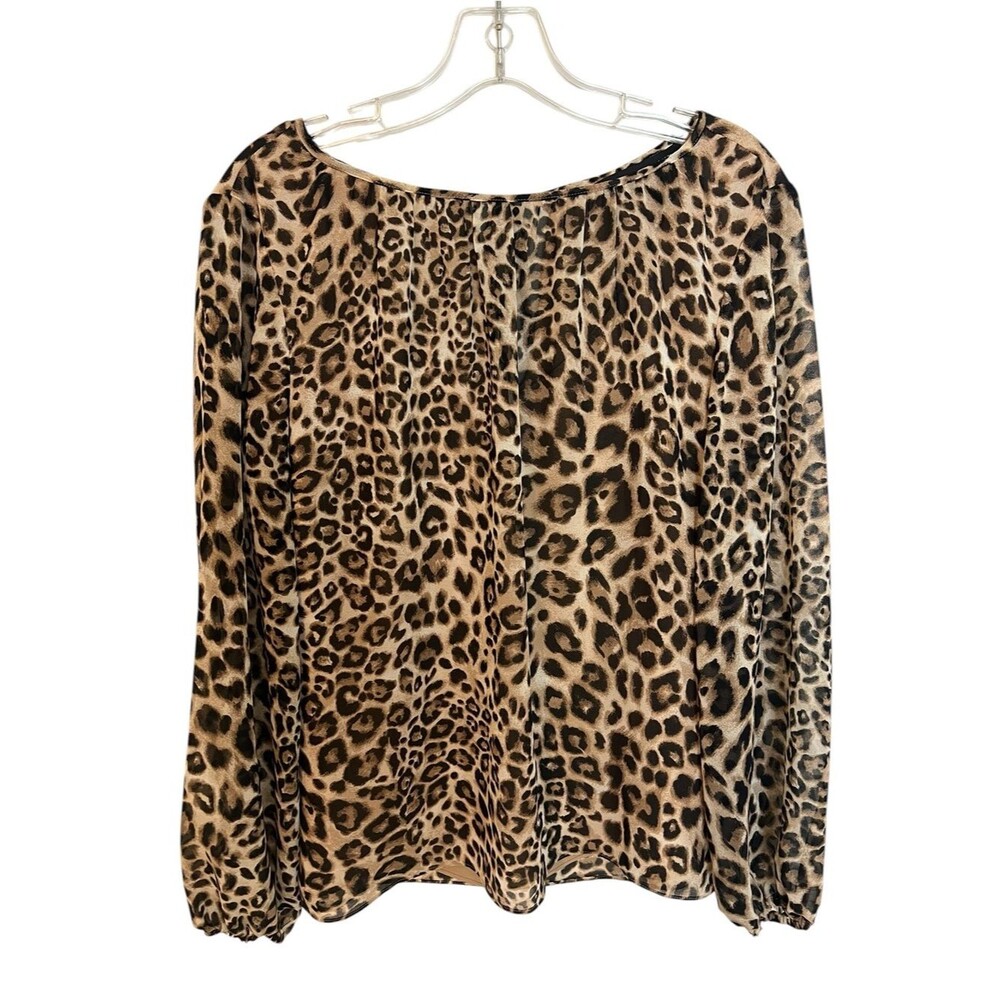 White House Black Market Leopard Animal Print Peasant Blouse Top 8